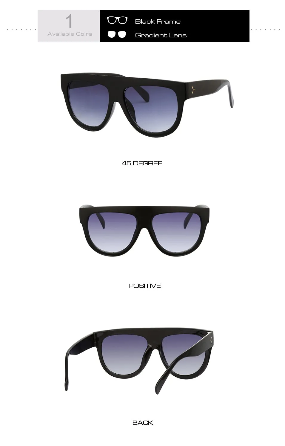 Flat Top Oversized Women Retro Sunglasses