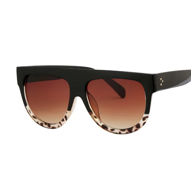 Flat Top Oversized Women Retro Sunglasses
