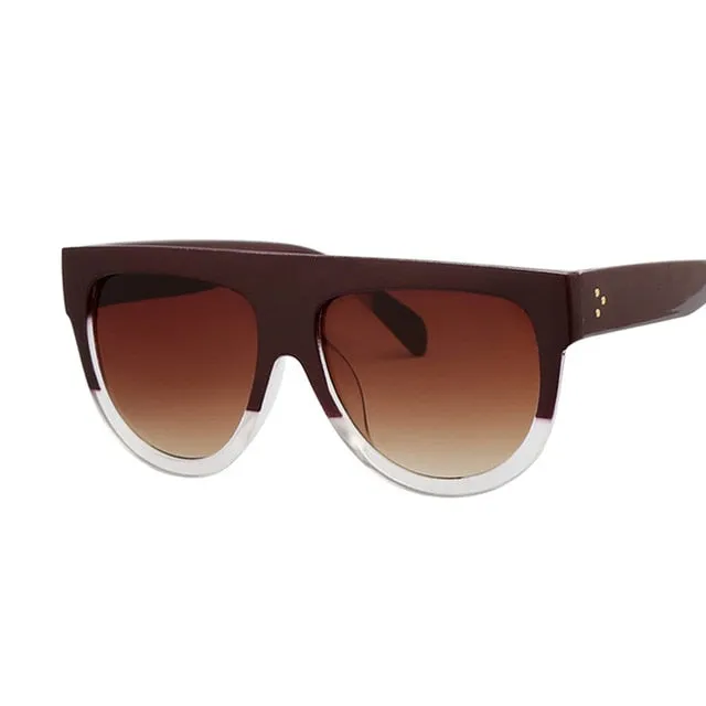 Flat Top Oversized Women Retro Sunglasses
