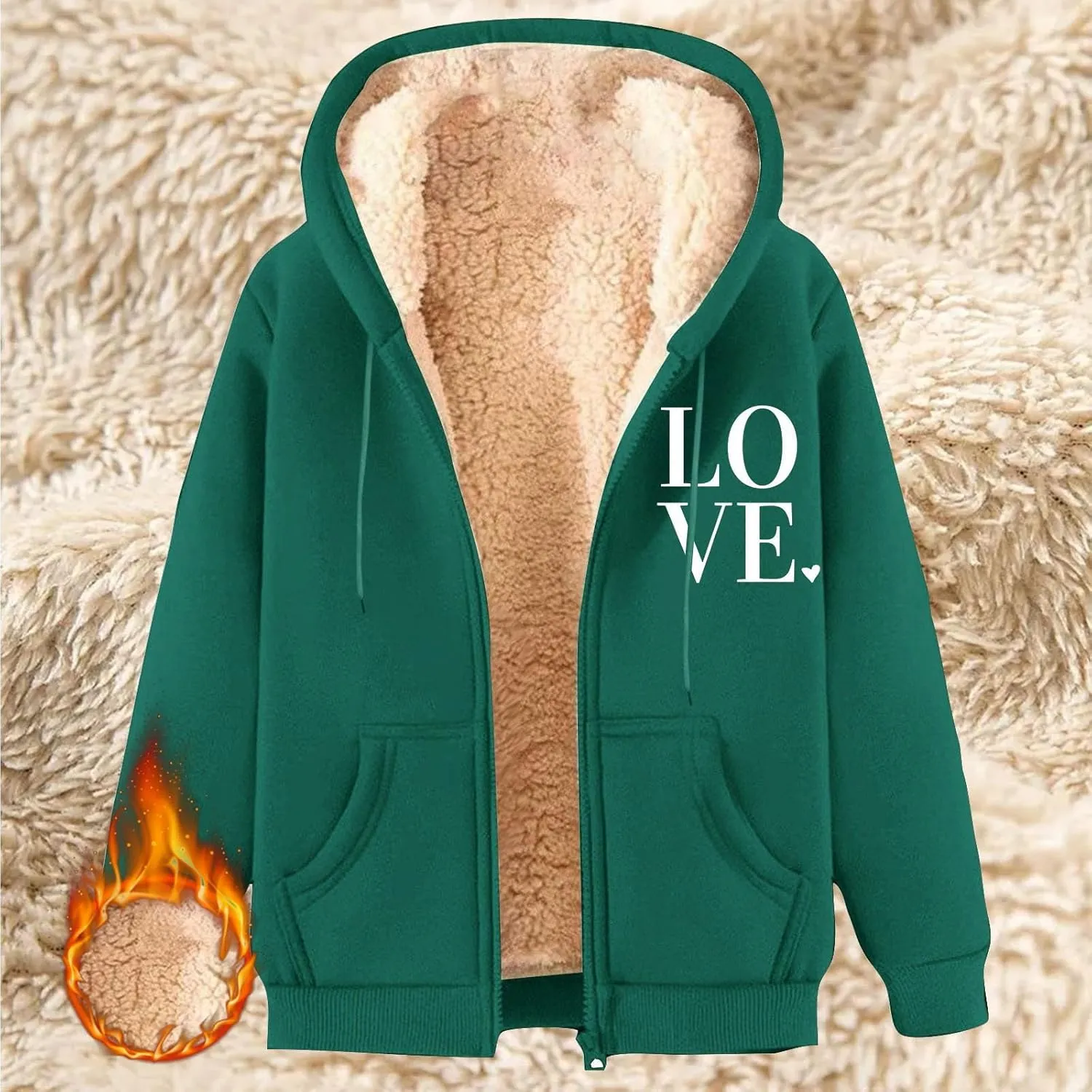 Fleece Solid Jacket For Women Solid Color Hooded Plus Size Coat Women'S Lamb Fleece Jackets Women'S Fleece Jackets