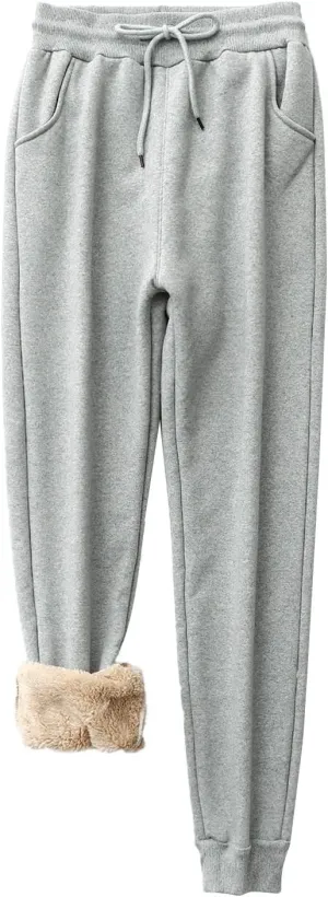Fleece Sweatpants for Womens Sherpa Lined Pants Winter Warm Athletic Jogger Cozy Thermal Pants with Pockets