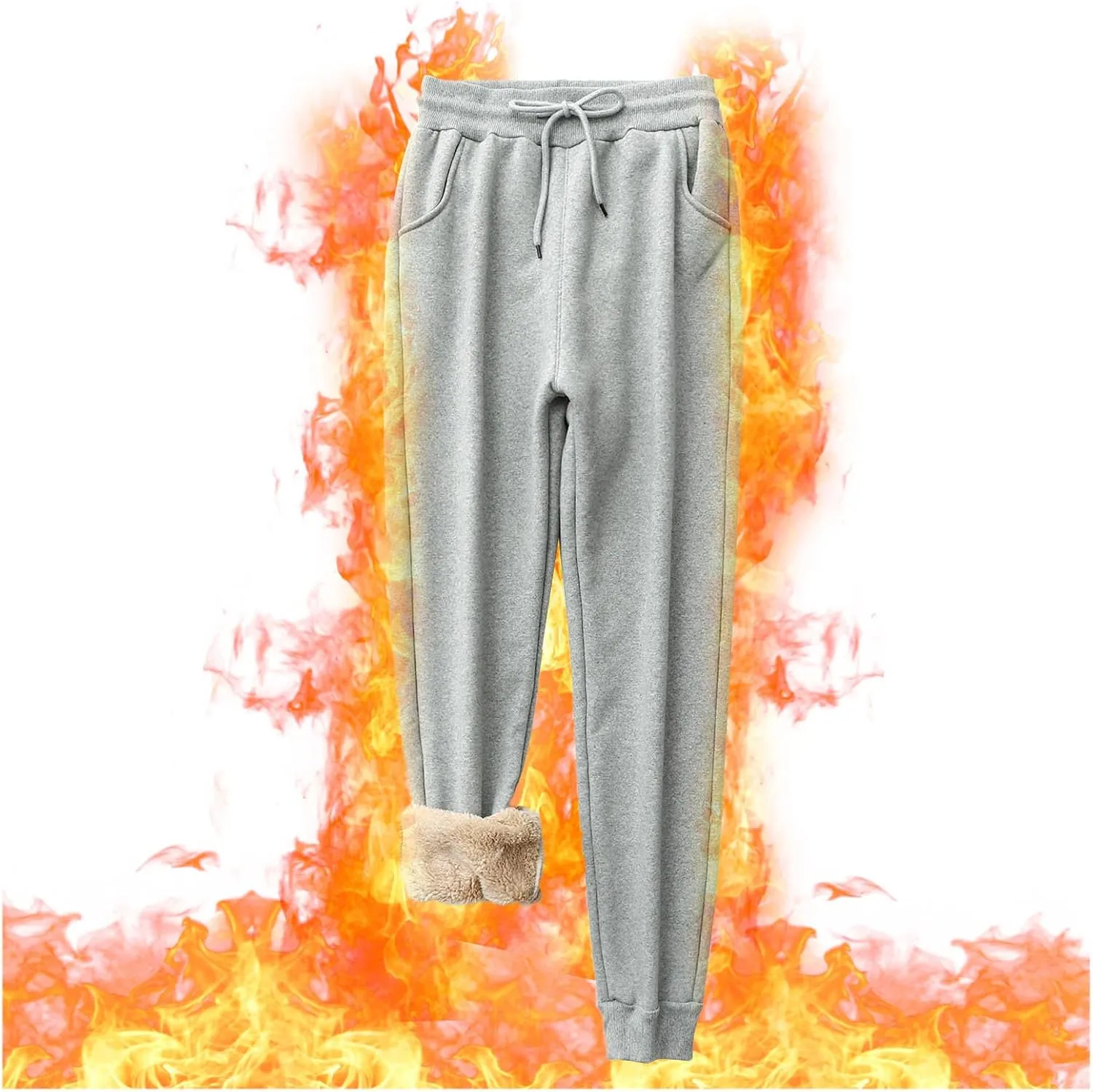 Fleece Sweatpants for Womens Sherpa Lined Pants Winter Warm Athletic Jogger Cozy Thermal Pants with Pockets