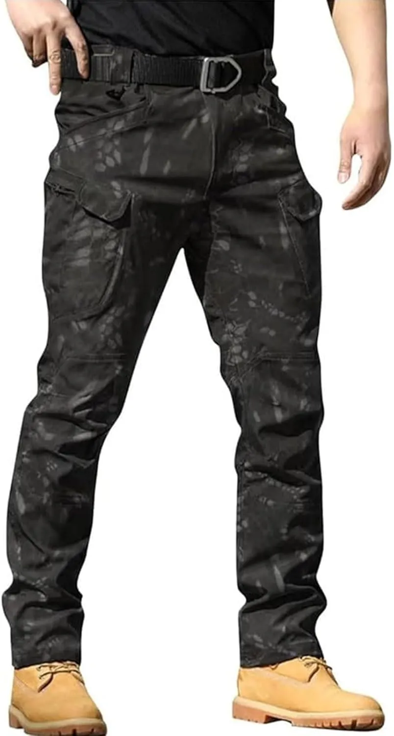 Flexcamo - Tactical Waterproof Pants, Men's Camo Cargo Pants Baggy Outdoor Waterproof Hiking Work Pants for Men