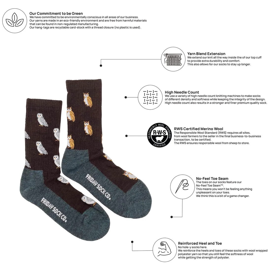 Friday Socks | Women's Owl Wool Socks