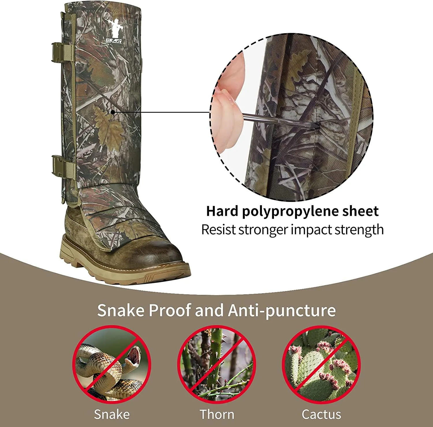 GearOZ Snake Gaiters Snake Chaps, Waterproof Snake Guards Snake Bite Protection for Lower Legs, Snake Proof Gaiters Fit for Men & Women, Adjustable Size for Hunting Hiking and Farm Working