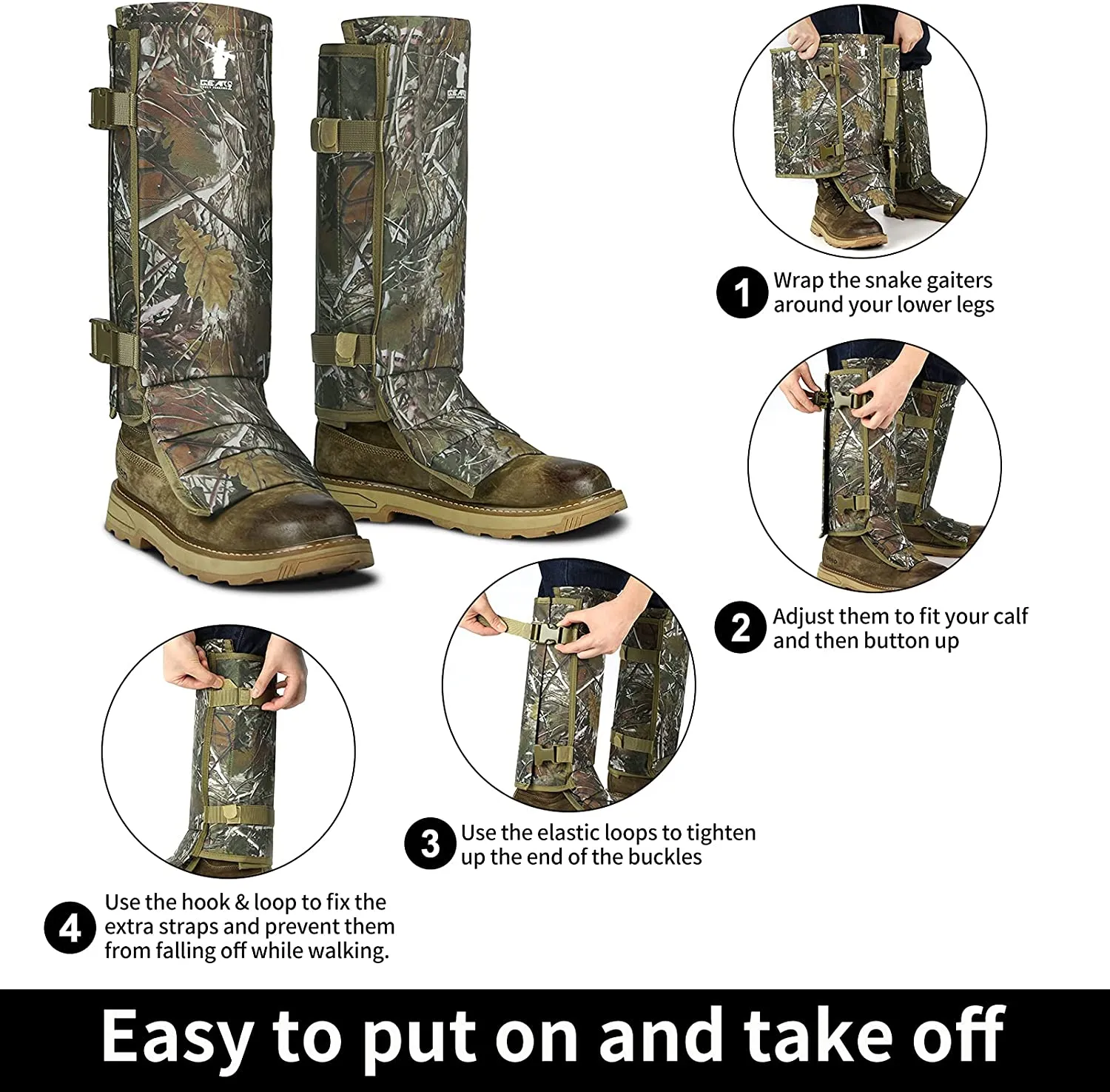 GearOZ Snake Gaiters Snake Chaps, Waterproof Snake Guards Snake Bite Protection for Lower Legs, Snake Proof Gaiters Fit for Men & Women, Adjustable Size for Hunting Hiking and Farm Working
