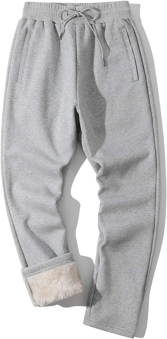 Gihuo Men's Winter Warm Fleece Pants Sherpa Fleece Lined Jogger Pants Sweatpants