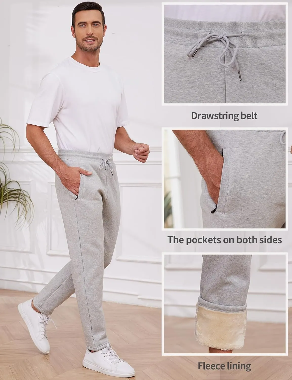 Gihuo Men's Winter Warm Fleece Pants Sherpa Fleece Lined Jogger Pants Sweatpants