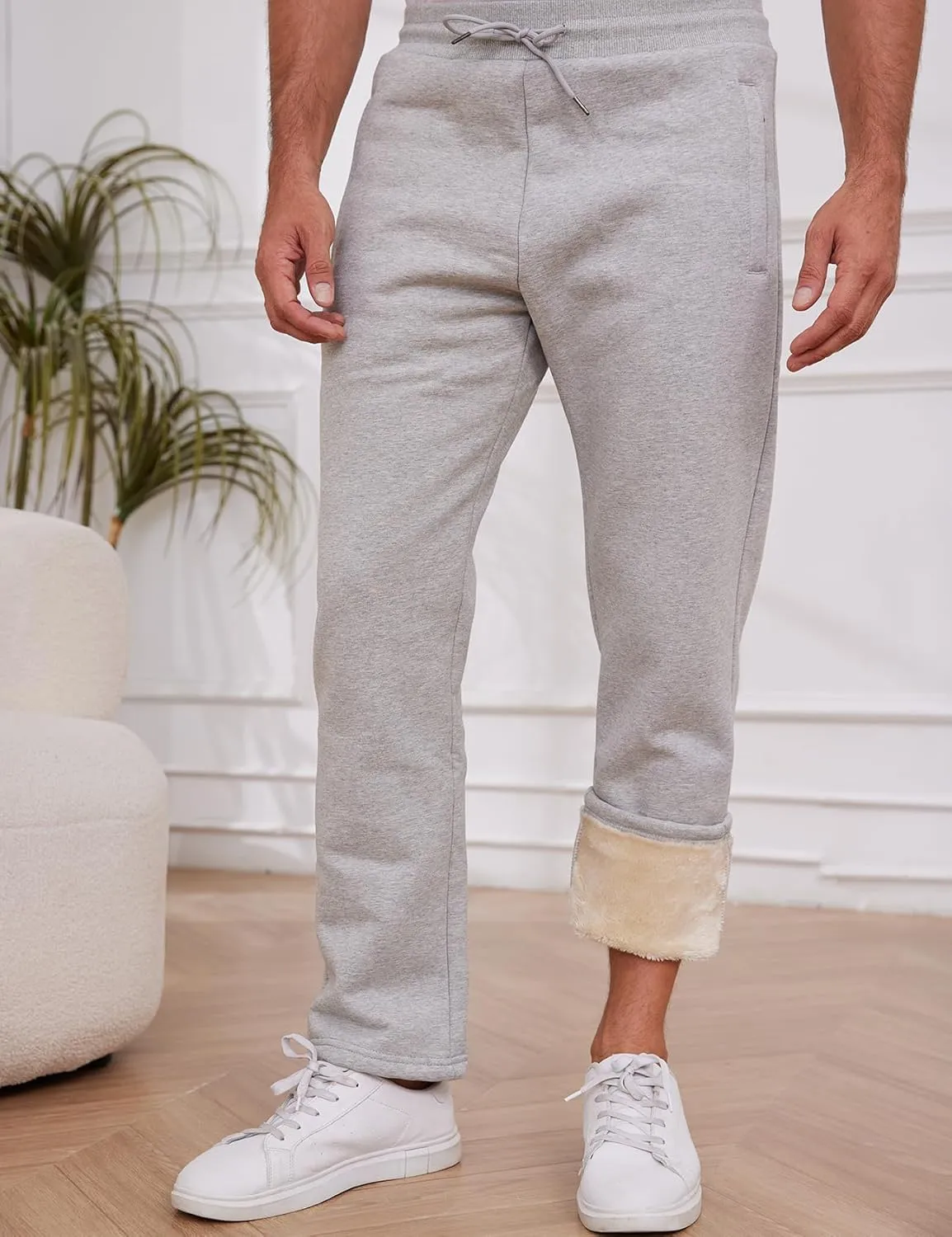 Gihuo Men's Winter Warm Fleece Pants Sherpa Fleece Lined Jogger Pants Sweatpants