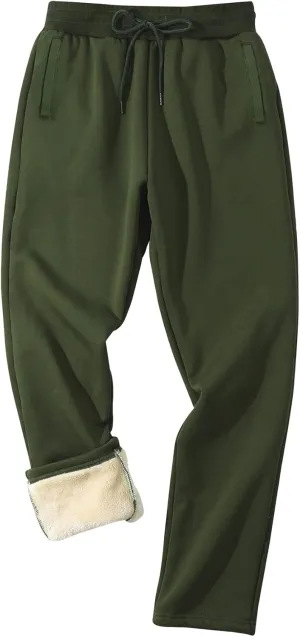 Gihuo Men's Winter Warm Fleece Pants Sherpa Fleece Lined Jogger Pants Sweatpants