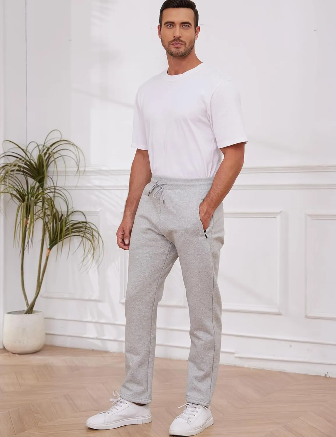 Gihuo Men's Winter Warm Fleece Pants Sherpa Fleece Lined Jogger Pants Sweatpants