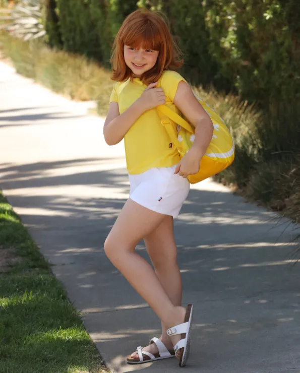 Girls Soft Cotton Jersey Cap Sleeve Crew Tee | Candy Apple