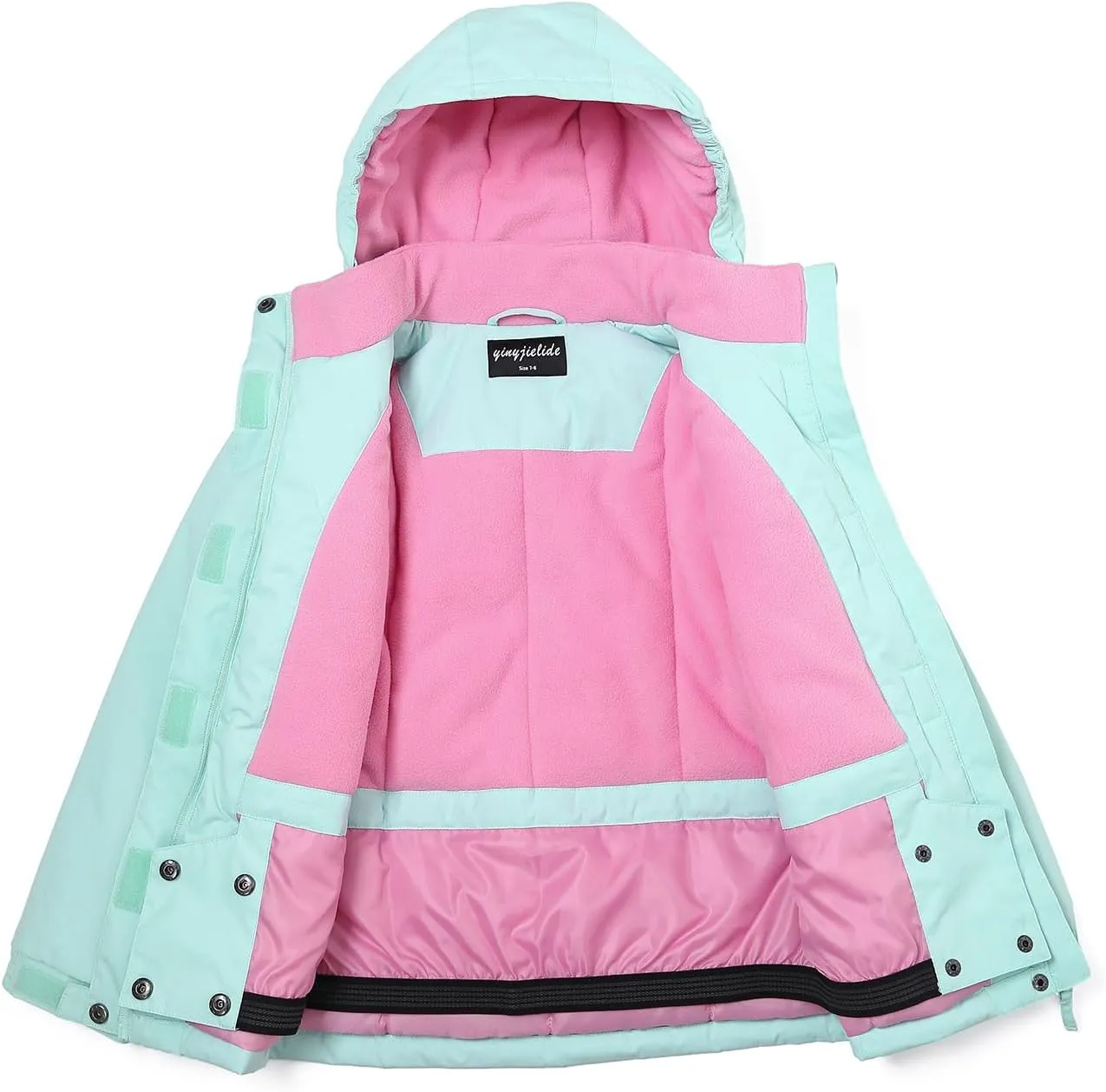 Girl's Waterproof Ski Jacket,Warm Winter Snow Coat,Hooded Fleece Outwear,Windproof RainCoat