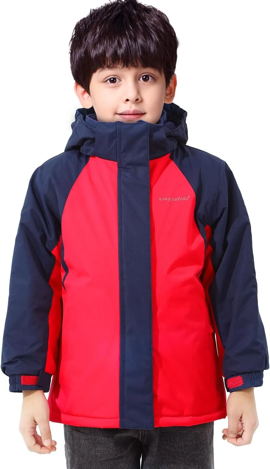 Girl's Waterproof Ski Jacket,Warm Winter Snow Coat,Hooded Fleece Outwear,Windproof RainCoat