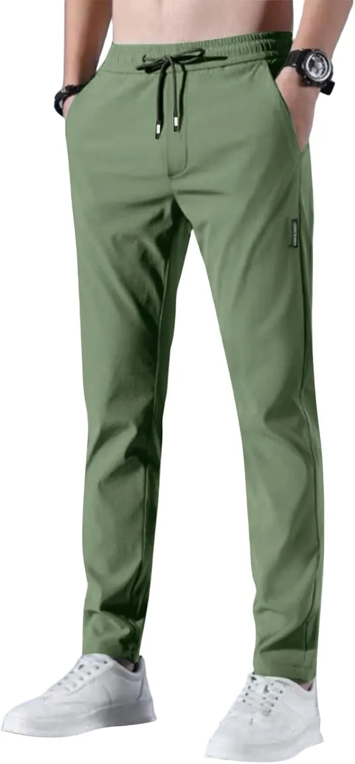 Glide Pants Men Lightweight Pull On Stretch Active Pants Palcomfy Quick Dry Water Resistant Hiking Pant with Pockets