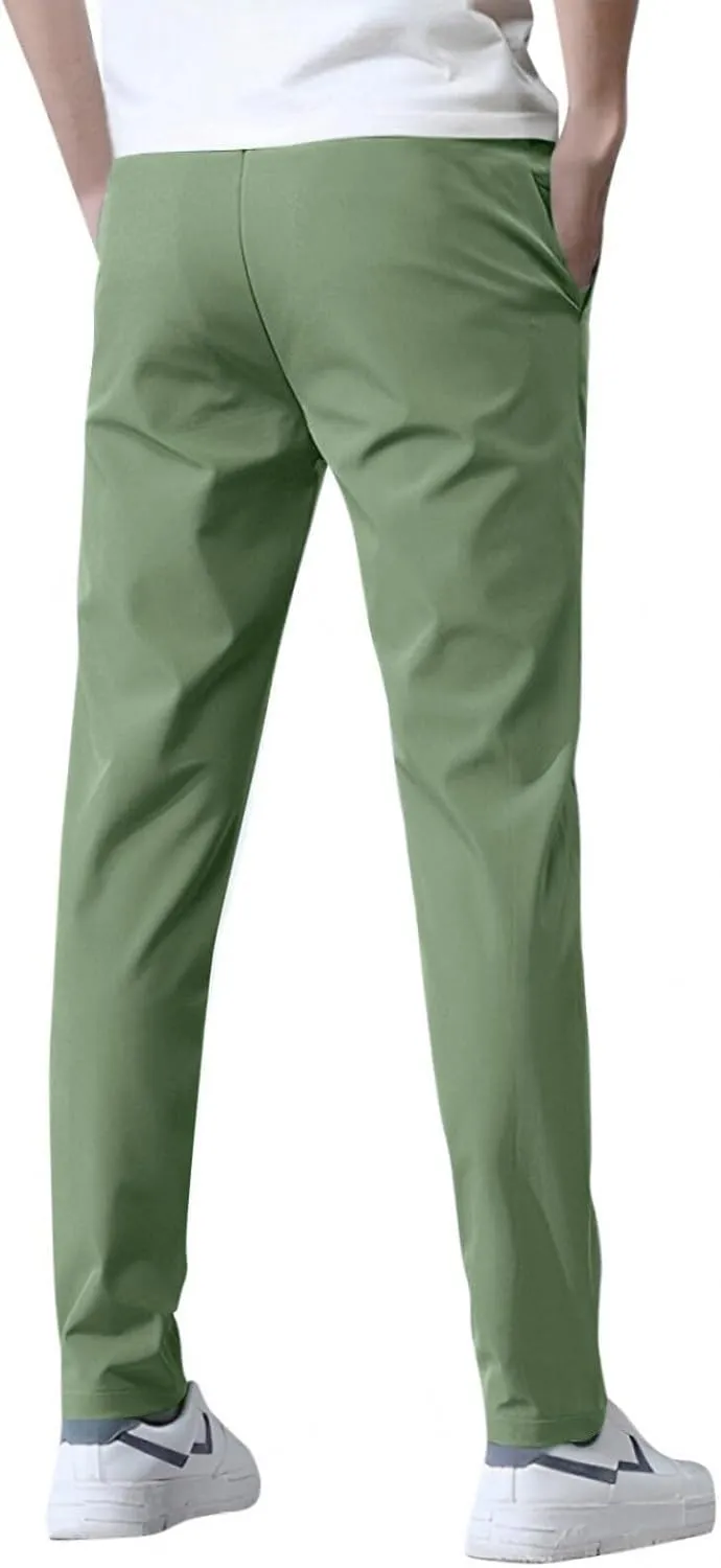 Glide Pants Men Lightweight Pull On Stretch Active Pants Palcomfy Quick Dry Water Resistant Hiking Pant with Pockets