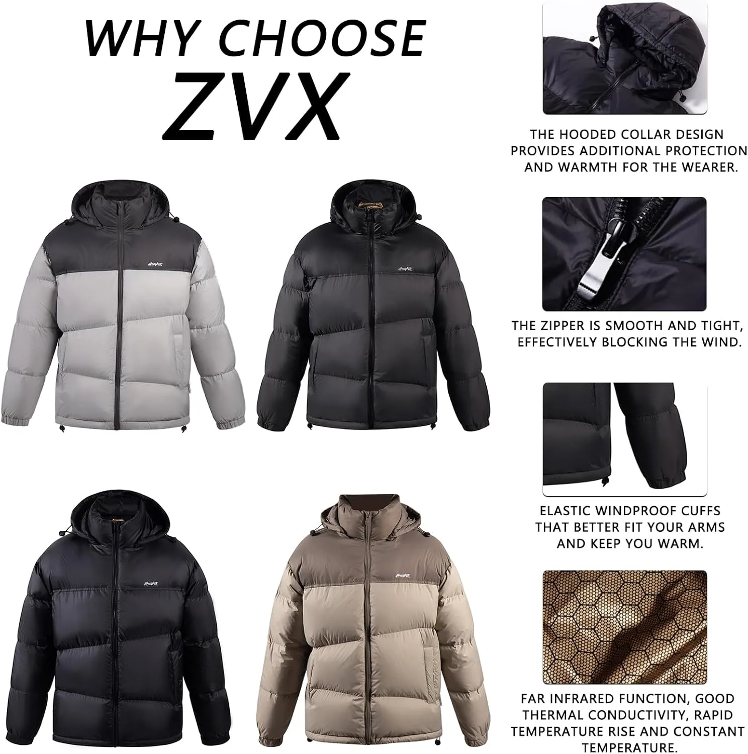 Goose Down Jacket, Warm and Soft Goose Down Jackets Men,Waterproof Windproof Unisex Down Jacket