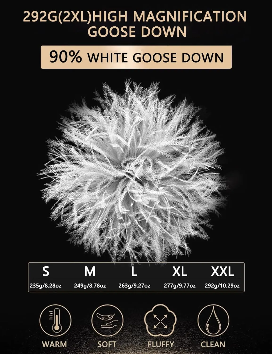 Goose Down Jacket, Warm and Soft Goose Down Jackets Men,Waterproof Windproof Unisex Down Jacket