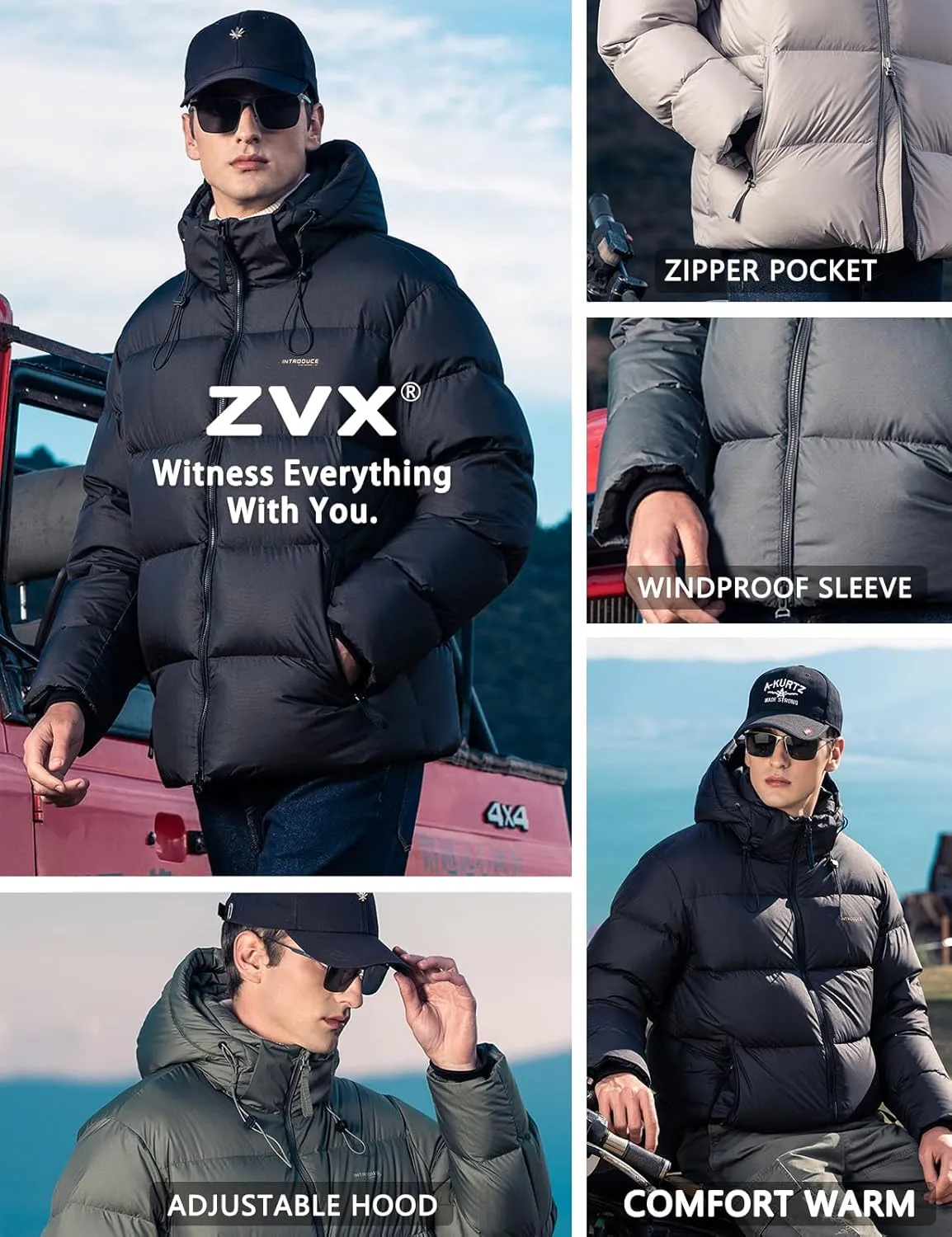 Goose Down Jacket, Warm and Soft Goose Down Jackets Men,Waterproof Windproof Unisex Down Jacket