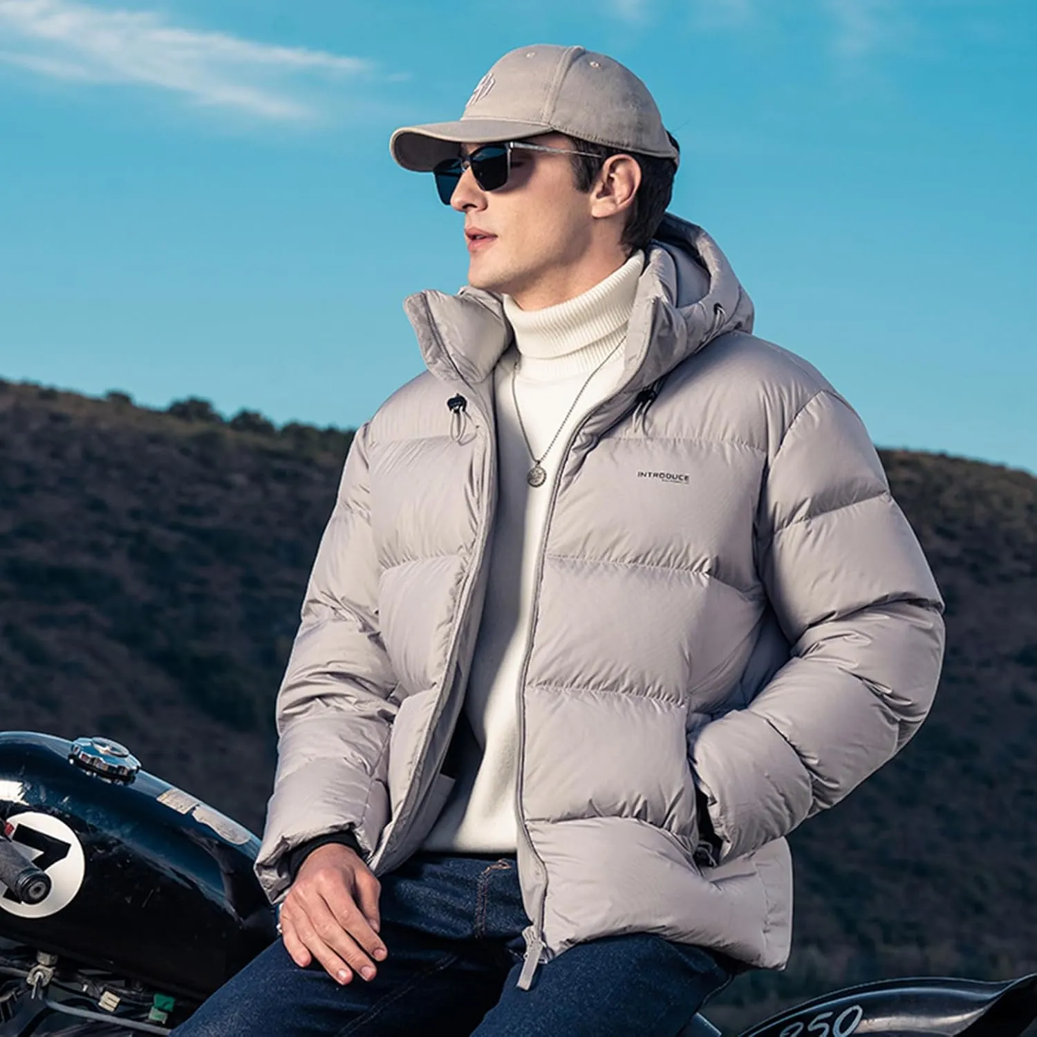 Goose Down Jacket, Warm and Soft Goose Down Jackets Men,Waterproof Windproof Unisex Down Jacket