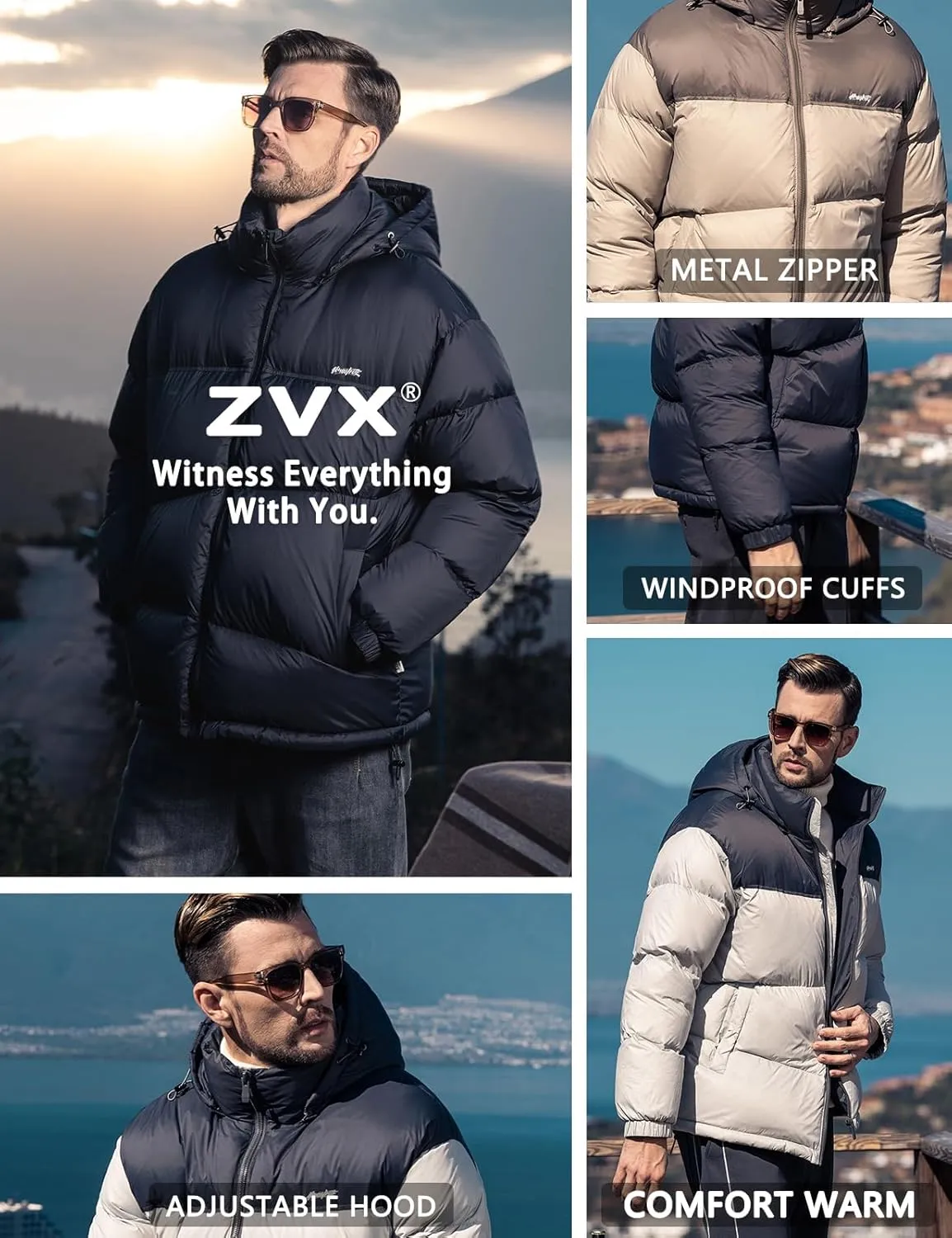Goose Down Jacket, Warm and Soft Goose Down Jackets Men,Waterproof Windproof Unisex Down Jacket