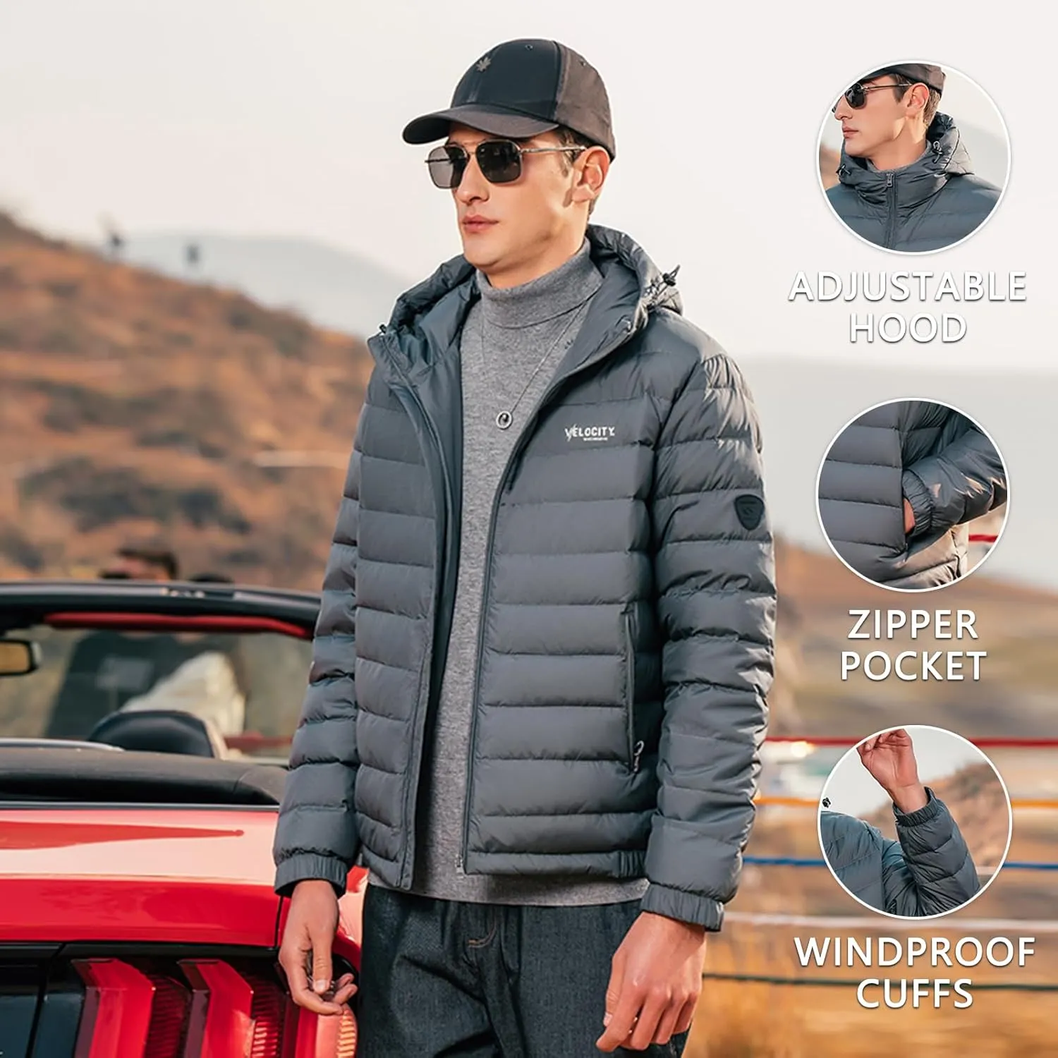 Goose Down Jacket, Warm and Soft Goose Down Jackets Men,Waterproof Windproof Unisex Down Jacket