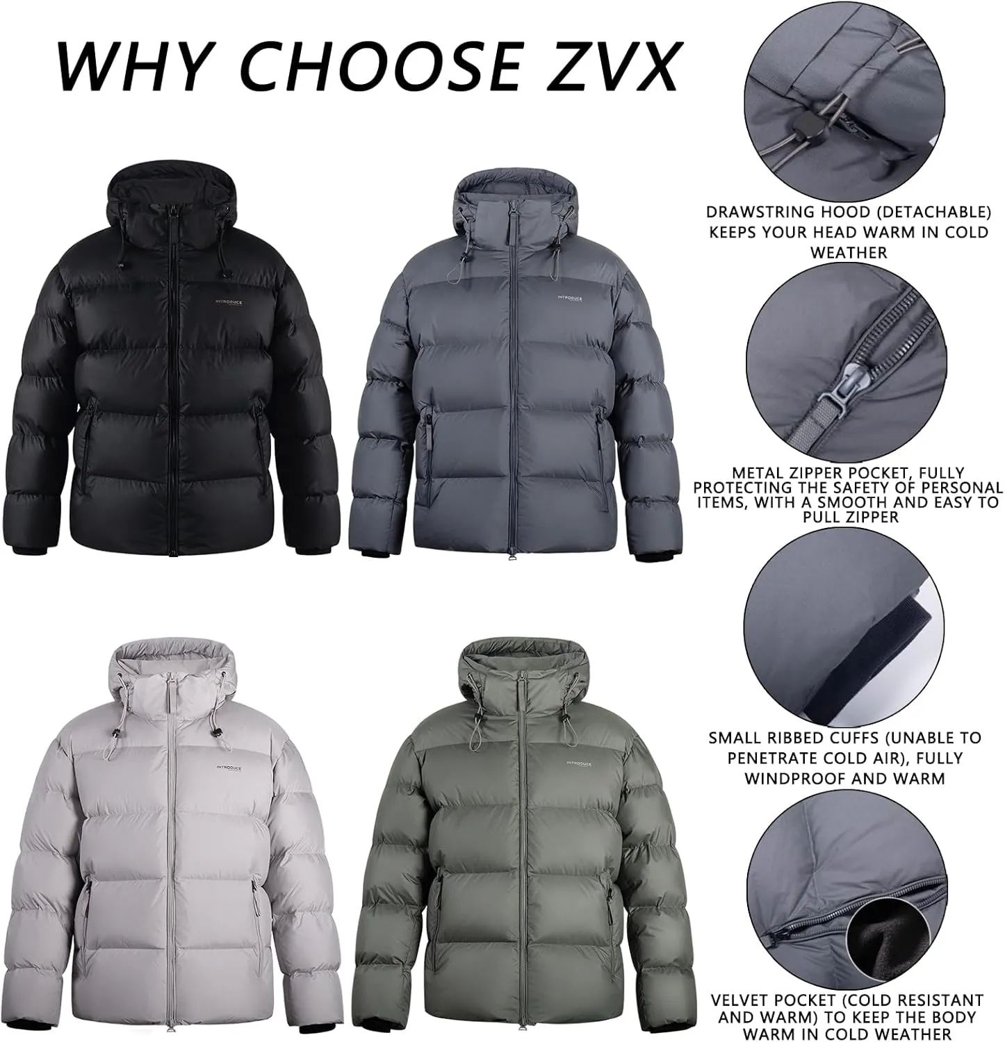 Goose Down Jacket, Warm and Soft Goose Down Jackets Men,Waterproof Windproof Unisex Down Jacket