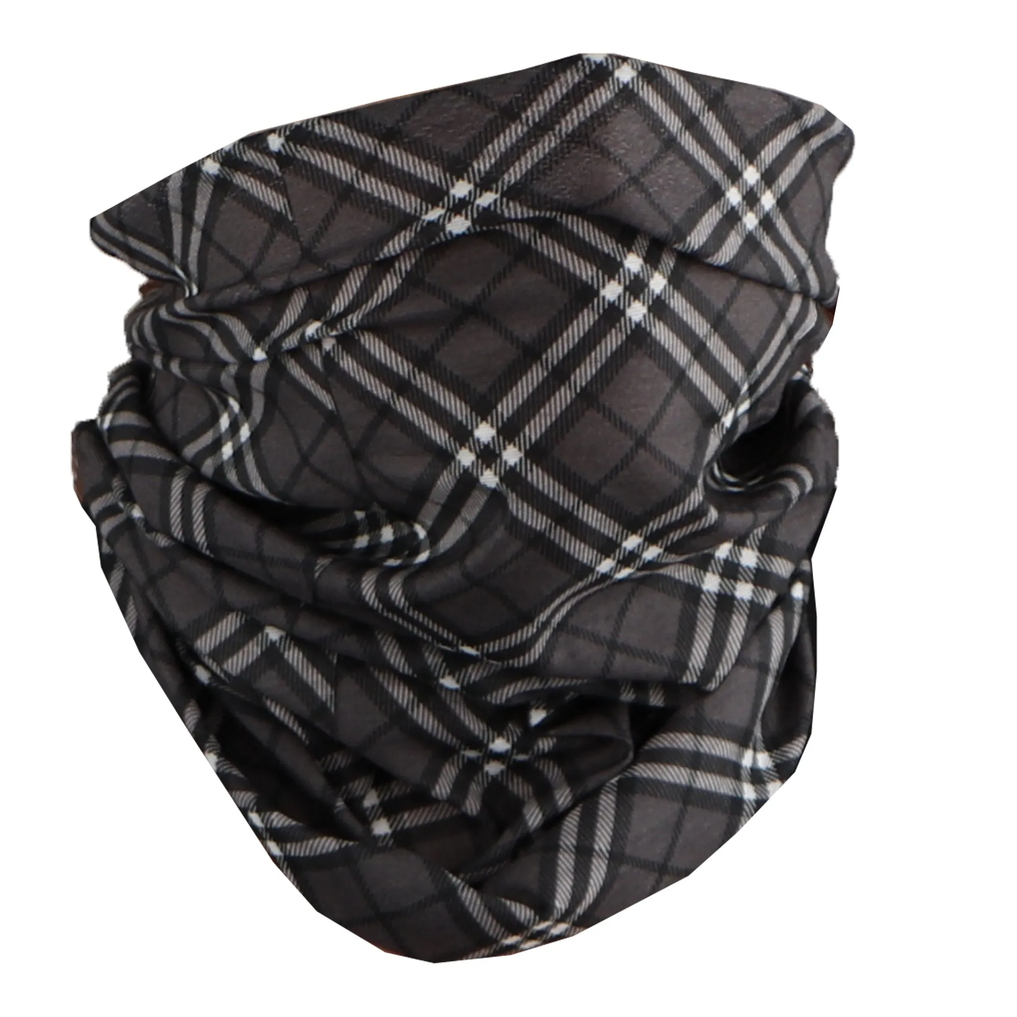 Grey Checked Seamless Face Mask Neck Gaiter