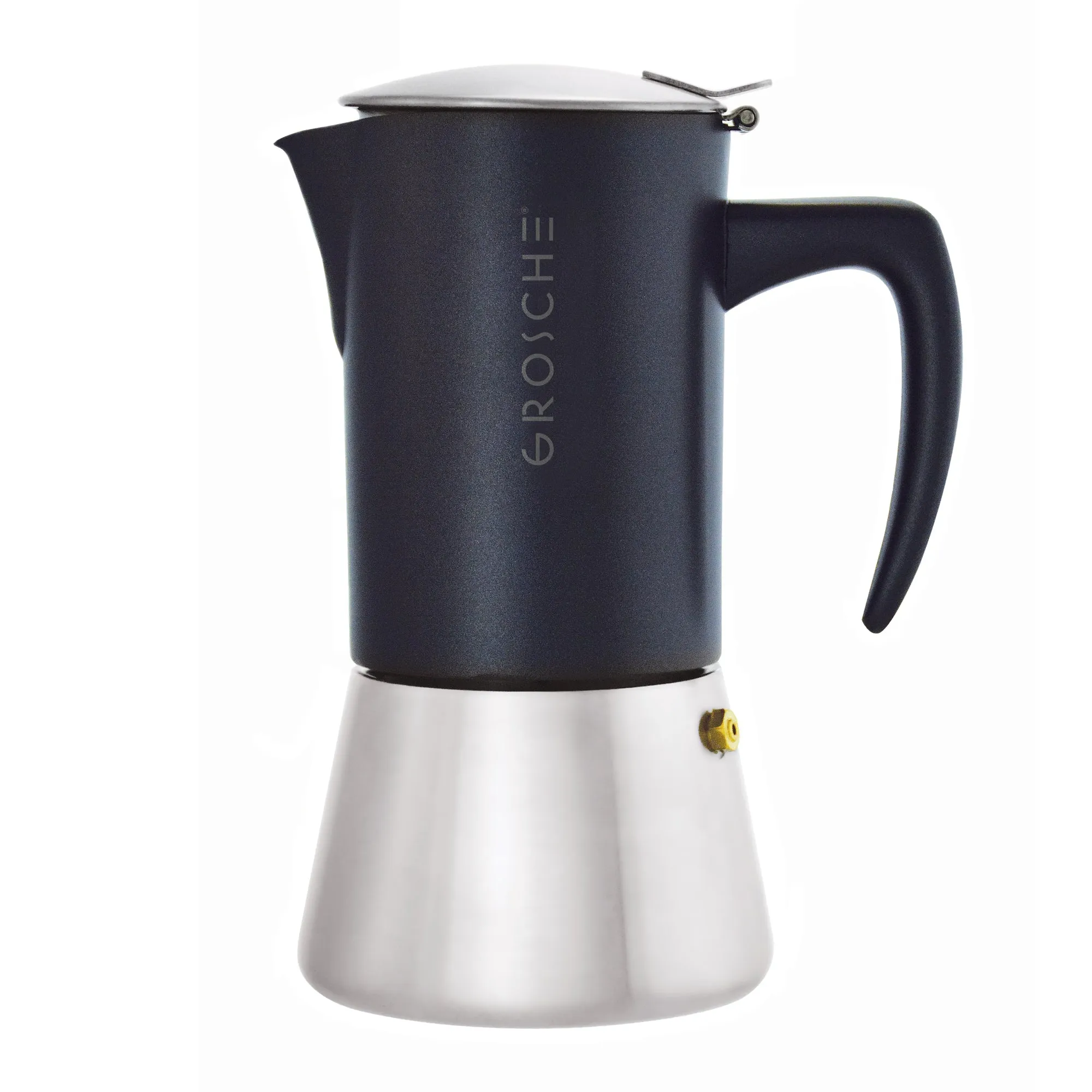 GROSCHE MILANO STEEL Stovetop Espresso Maker, Black, Available in 2 Sizes - Pack of 4