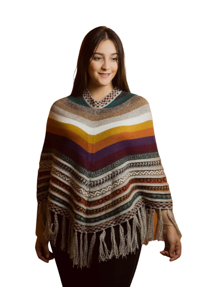 Handcrafted "Colorful" Alpaca Wool Ponchos One Size Fits All | Authentic Peruvian Treasure