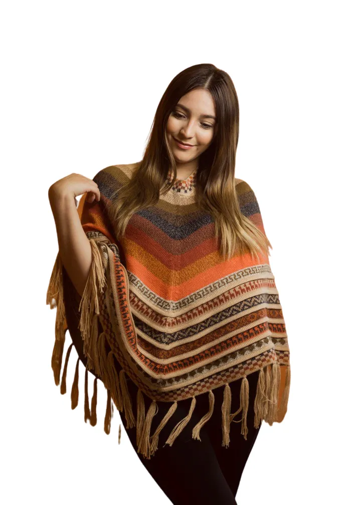 Handcrafted "Colorful" Alpaca Wool Ponchos One Size Fits All | Authentic Peruvian Treasure