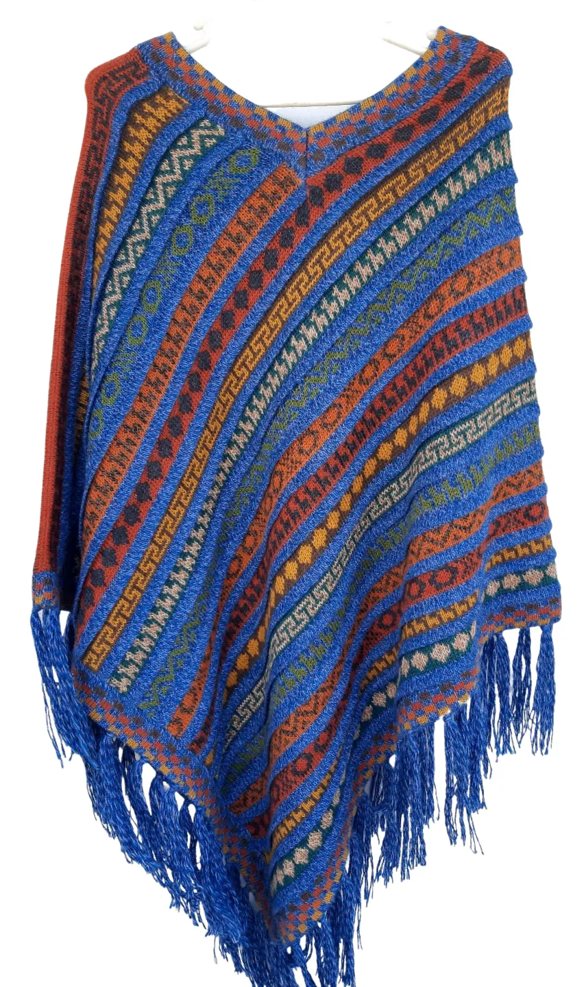 Handcrafted "Colorful" Alpaca Wool Ponchos One Size Fits All | Authentic Peruvian Treasure