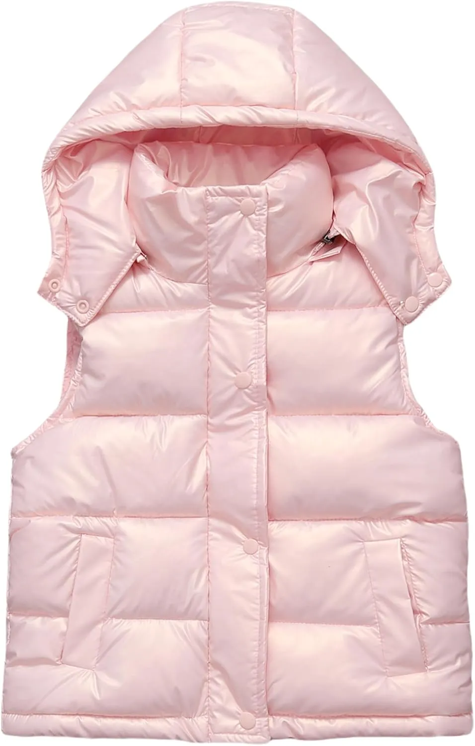 Happy Cherry Shiny Puffer Jackets Kids Boys Girls Reflective Hooded Vest Metallic Sleeveless Jacket 2-12 Years