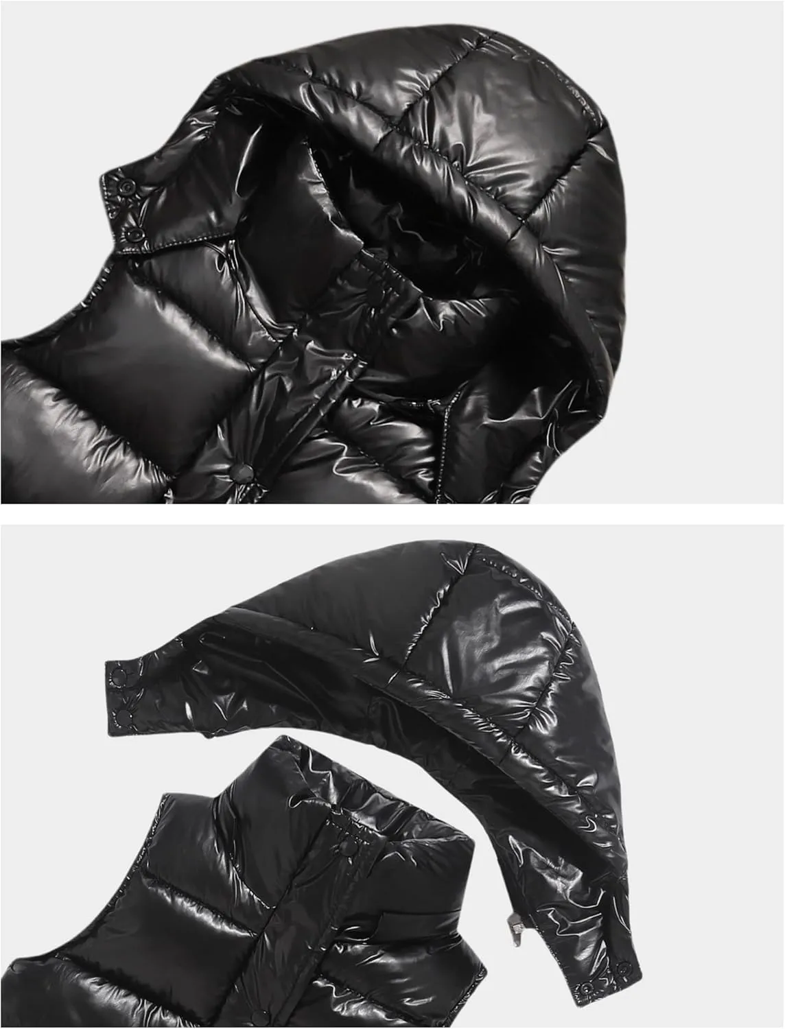 Happy Cherry Shiny Puffer Jackets Kids Boys Girls Reflective Hooded Vest Metallic Sleeveless Jacket 2-12 Years