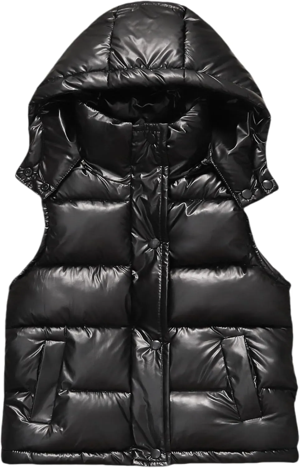Happy Cherry Shiny Puffer Jackets Kids Boys Girls Reflective Hooded Vest Metallic Sleeveless Jacket 2-12 Years