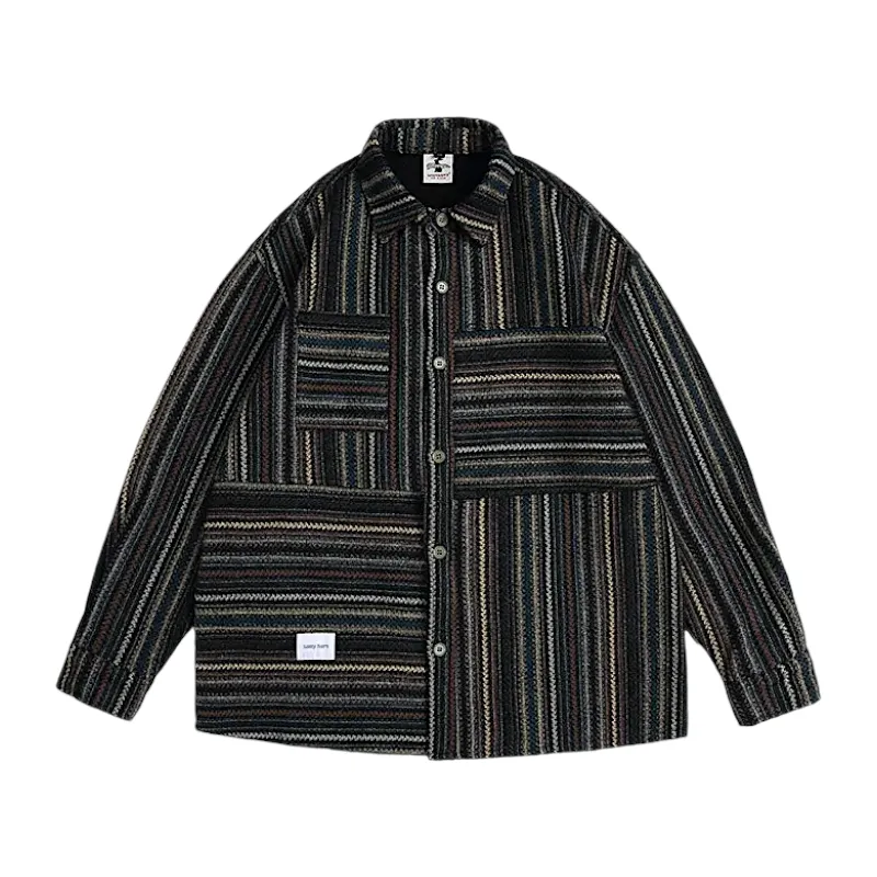 Heavy weight woolen patchwork over-shirt