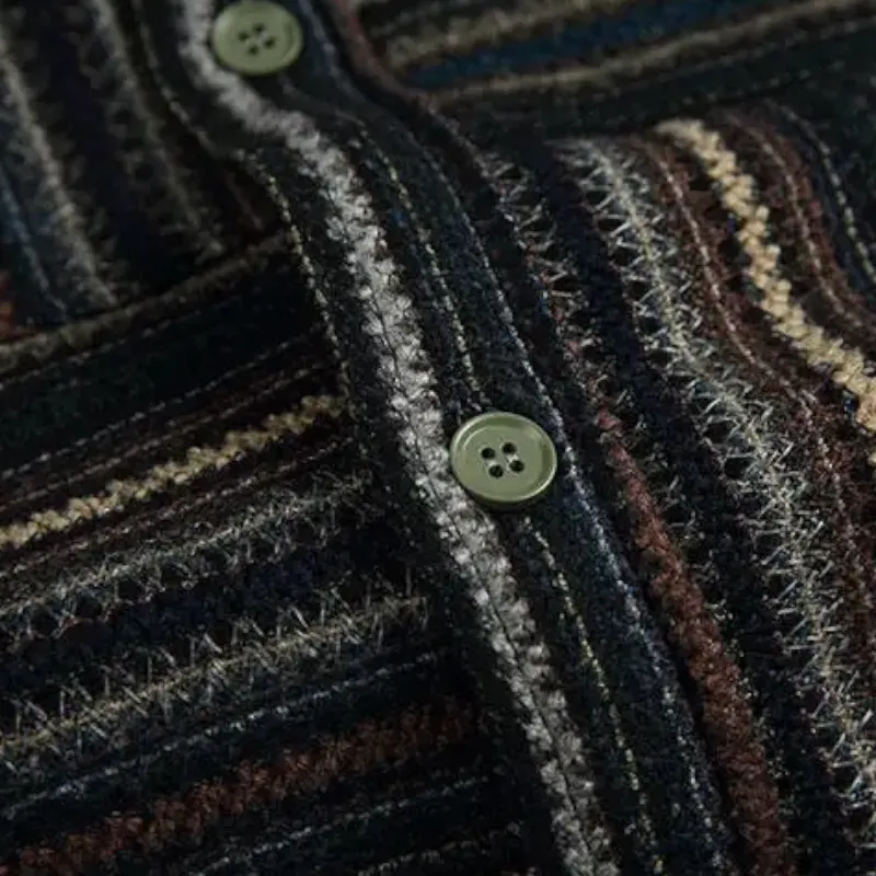 Heavy weight woolen patchwork over-shirt