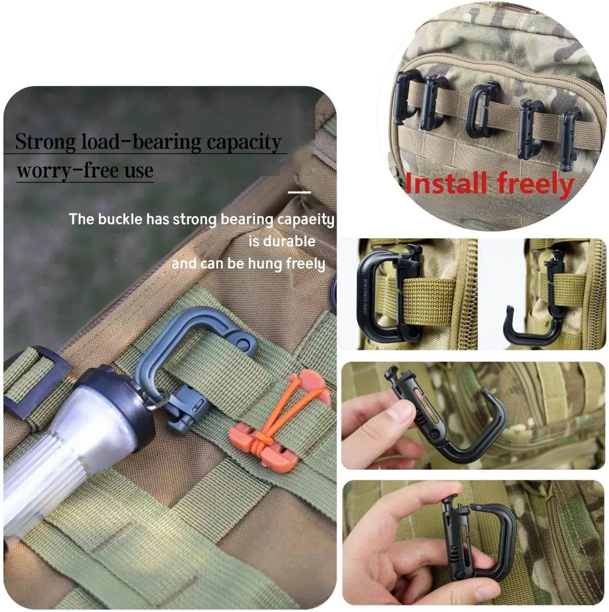 High Quality D-Shaped Tactical Carabiner Climbing Hiking