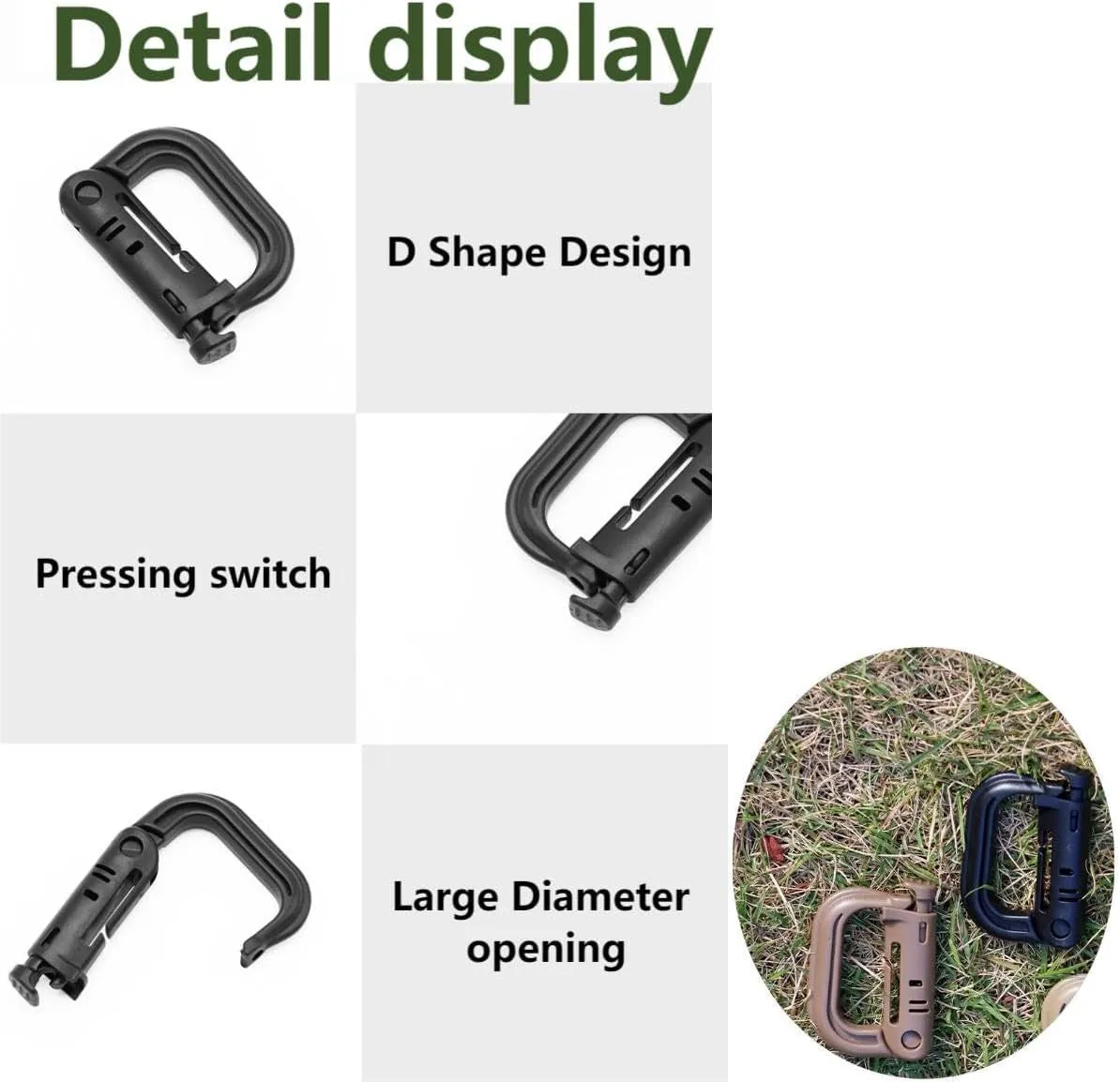 High Quality D-Shaped Tactical Carabiner Climbing Hiking