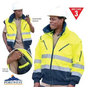 High Visibility 3-In-1 Pilot Jacket - Lime - 4X