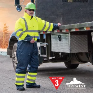 High Visibility Winter Lined Coverall - Lime - 2X