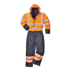 High Visibility Winter Lined Coverall - Orange - XL