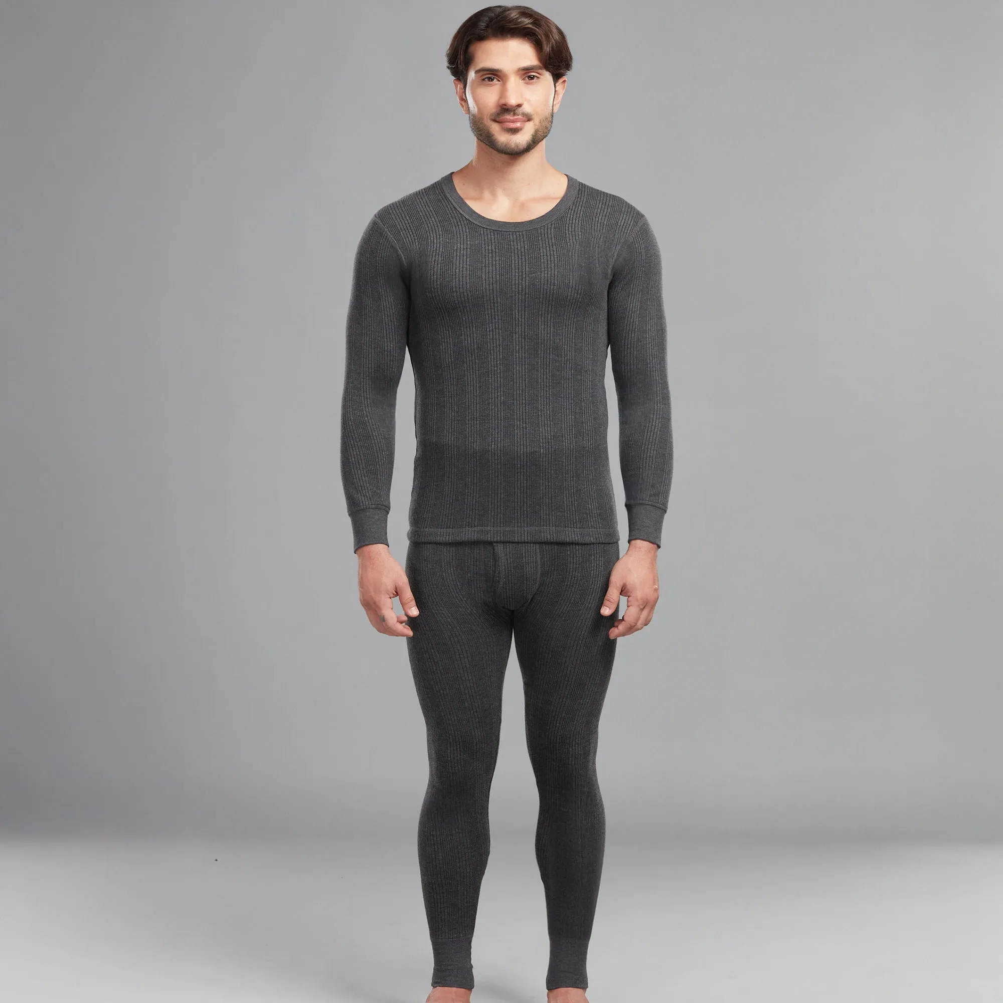 HINT MEN'S THERMAL FLARE BIG VEST R-NECK FULL CHARCOAL