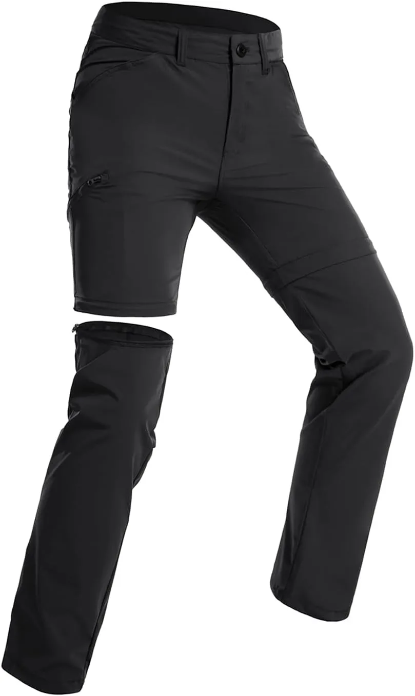 Holipick Women's Hiking Pants Convertible Lightweight Quick Dry Waterproof Zip-Off Safari Pants with Pockets UPF 50  Black