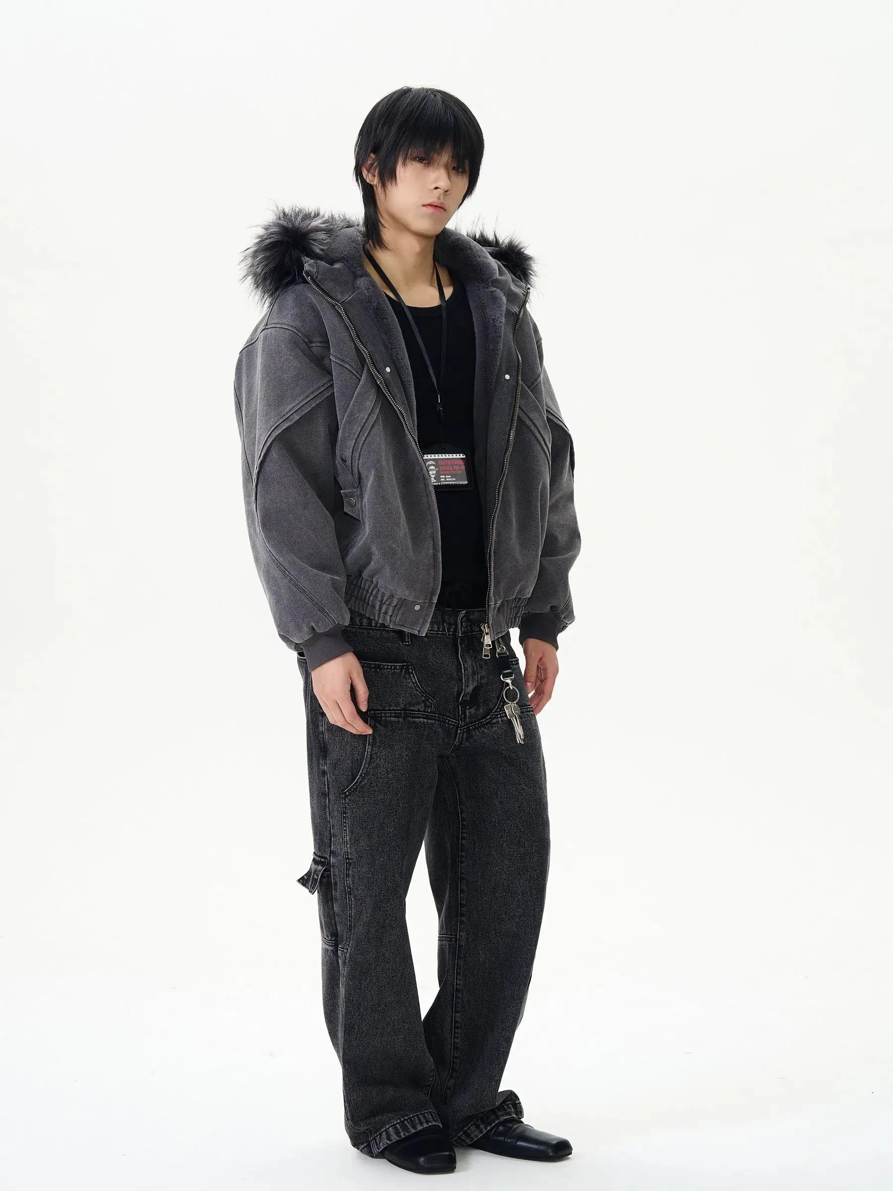 Hooded Jacket with Faux Fur Trim