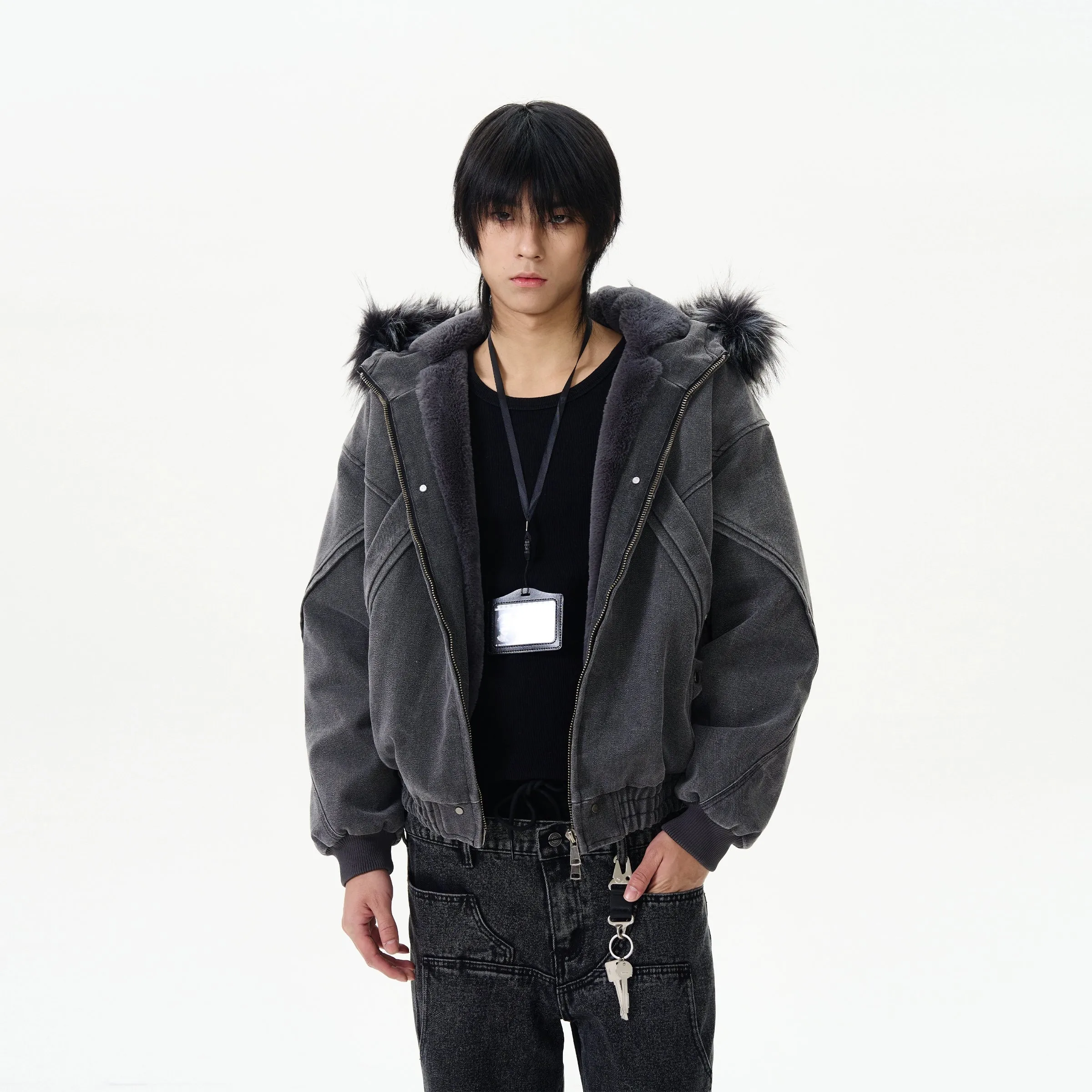Hooded Jacket with Faux Fur Trim