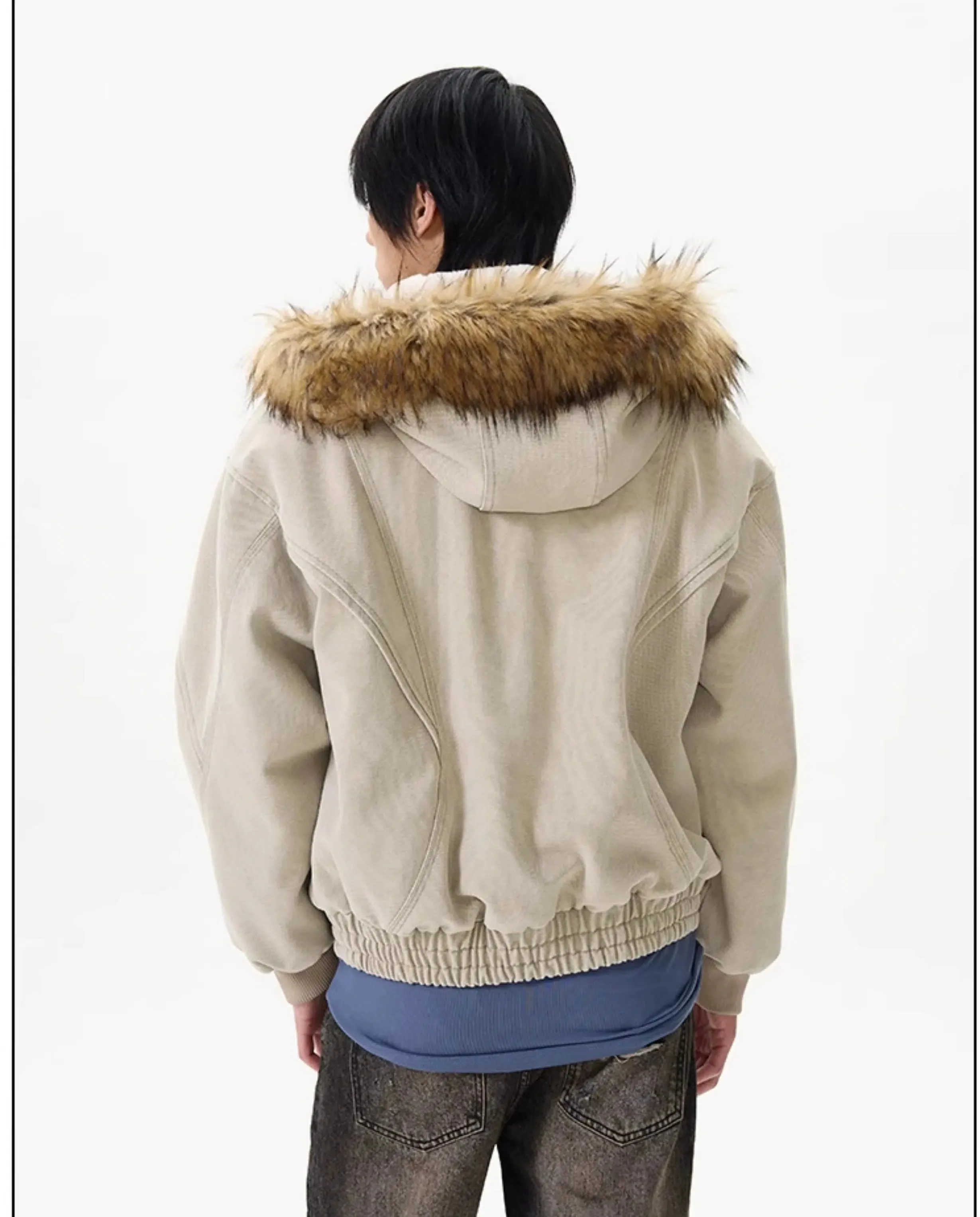 Hooded Jacket with Faux Fur Trim