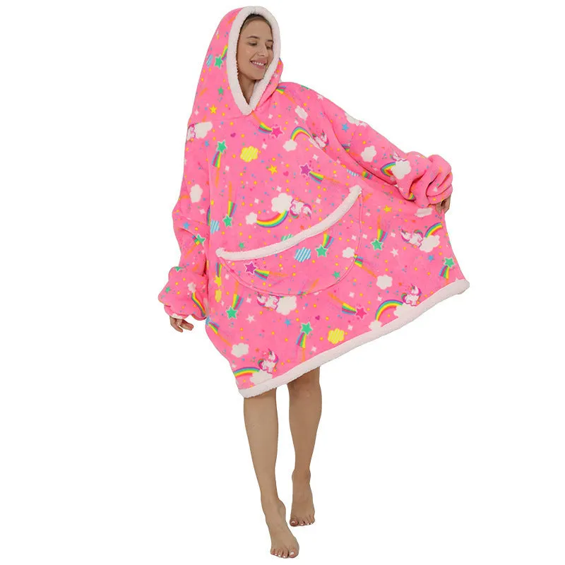 Hoodies Blankets Lazy Blanket Cashmere Hoodie Thermal Pajamas