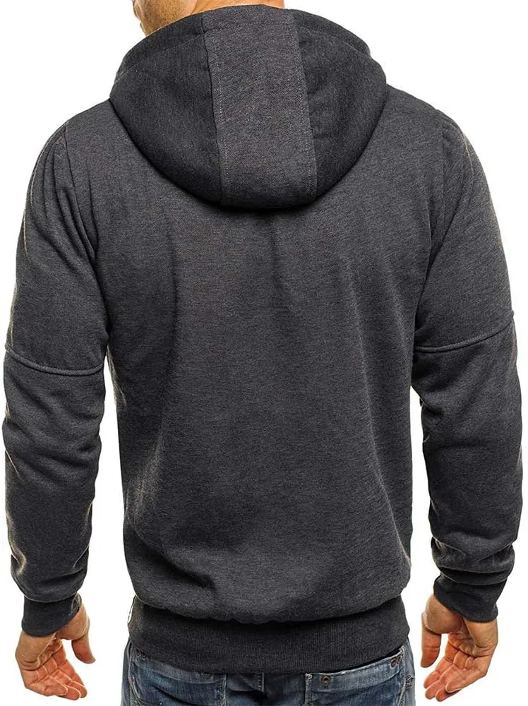 Hoodies for Men Full Zip Cardigan Sweatshirts Zip Up Long Sleeve Sweatshirt Casual Sports Coat with Zipper Pockets