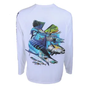 Hook M' Men's Long Sleeve Shirt - Offshore Slam 4 White